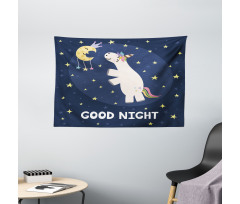 Unicorn with Rainbow Hair Wide Tapestry