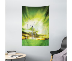 Wing Turbines Green Sky Tapestry