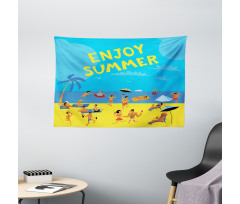 People Tropical Beach Wide Tapestry