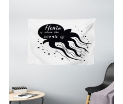 Jellyfish Silhouette Wide Tapestry