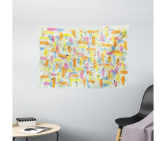 Paint Blobs Drips Design Wide Tapestry
