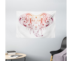 Stylized Drawn Elephant Head Wide Tapestry