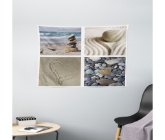 Sand and Pebbles Collage Wide Tapestry