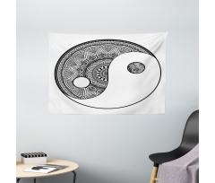 Traditional Ying Yang Sign Wide Tapestry
