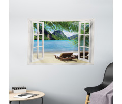 Palms and Ocean Summer Wide Tapestry