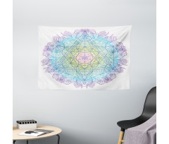 Metatron Cube on a Mandala Wide Tapestry