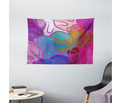 Waves in Hand-drawn Style Wide Tapestry