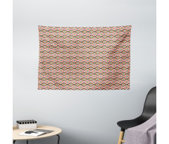 Checkered Folkloric Vibrant Wide Tapestry