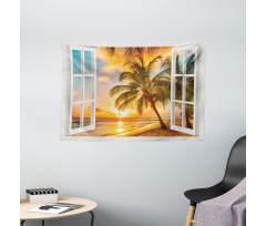 Sea Ocean Palms Scenery Wide Tapestry