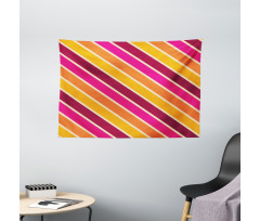 Angled Retro Style Lines Wide Tapestry