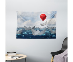 Paper Boats and Balloon Wide Tapestry