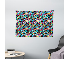 Sixties Style Inspired Motifs Wide Tapestry