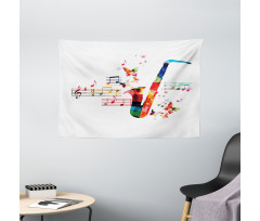 Saxophone with Butterflies Wide Tapestry