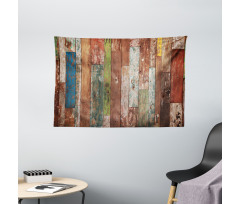 Grunge Style Planks Design Wide Tapestry