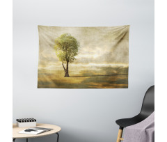 Lonely Tree in Beige Tones Wide Tapestry