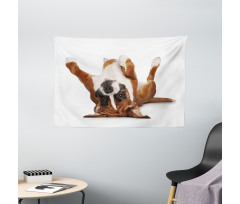 Funny Playful Puppy Image Wide Tapestry