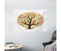 Autumn Season Foilage Design Wide Tapestry