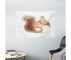 Watercolor Rodent Animal Wide Tapestry