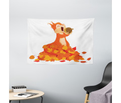 Animal Eating a Nut Wide Tapestry