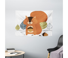 Woodland Trees and Animal Wide Tapestry