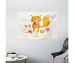 Funny Animal Saying Hello Wide Tapestry