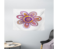 7 Petal Lonely Flower Wide Tapestry