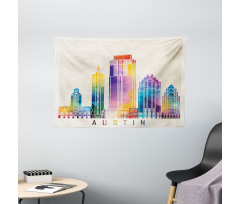 Outlined Monuments Skylines Wide Tapestry