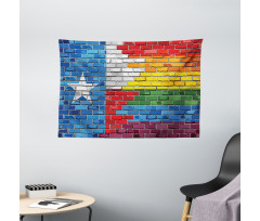 Brick Wall Grungy Texas Town Wide Tapestry