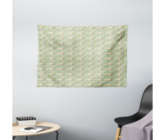 Autumn Dotted Mushrooms Wide Tapestry