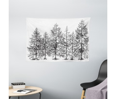 Seasonal Pine Tree Landscape Wide Tapestry