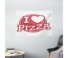 Grunge Love Pizza Lettering Wide Tapestry