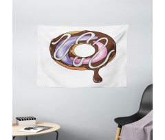 Doughnut American Food Theme Wide Tapestry