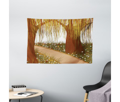 Cartoon Weeping Braches Wide Tapestry