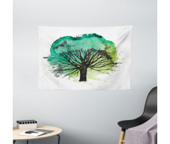 Blended Watercolor Leaf Wide Tapestry