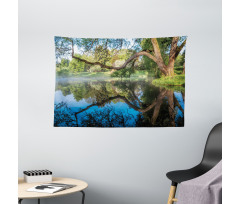 Foggy Scene over Water Wide Tapestry