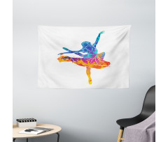 Colorful Ballerina Girl Pose Wide Tapestry