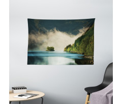 Foggy Mountain Reflection View Wide Tapestry