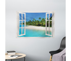 Paradise Island Palm Tree Wide Tapestry