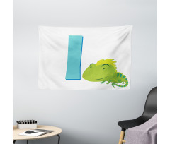 Cartoon Letter I and Animal Wide Tapestry