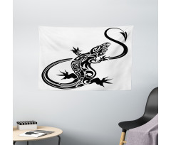 Lizard Silhouette Design Wide Tapestry