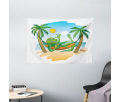 Tropical Holiday Palm Tree Wide Tapestry