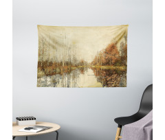 Colorful Fallen Leaves Wide Tapestry