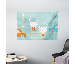 Traffic Rules Boy and Girl Wide Tapestry