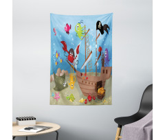 Ship Underwater Animals Tapestry