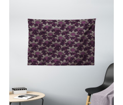 Foliage Leaves and Flowers Wide Tapestry