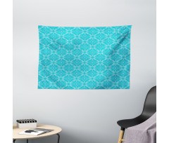 Blue Monochrome Motif Wide Tapestry