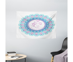 Colorful Mandala Sign Wide Tapestry