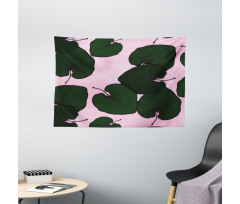 Tropical Foliage on Pink Wide Tapestry