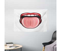 Open Mouth Tongue out Image Wide Tapestry