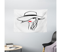 Girl Wearing a Big Floppy Hat Wide Tapestry